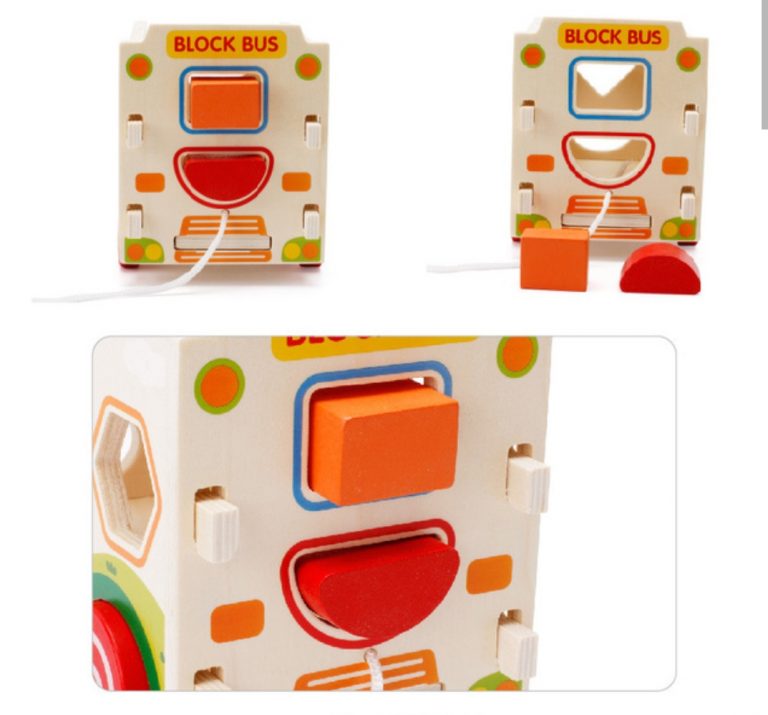 Wooden Assembling Bus With Colorful Shapes Sorter Learning Toys Pakistan