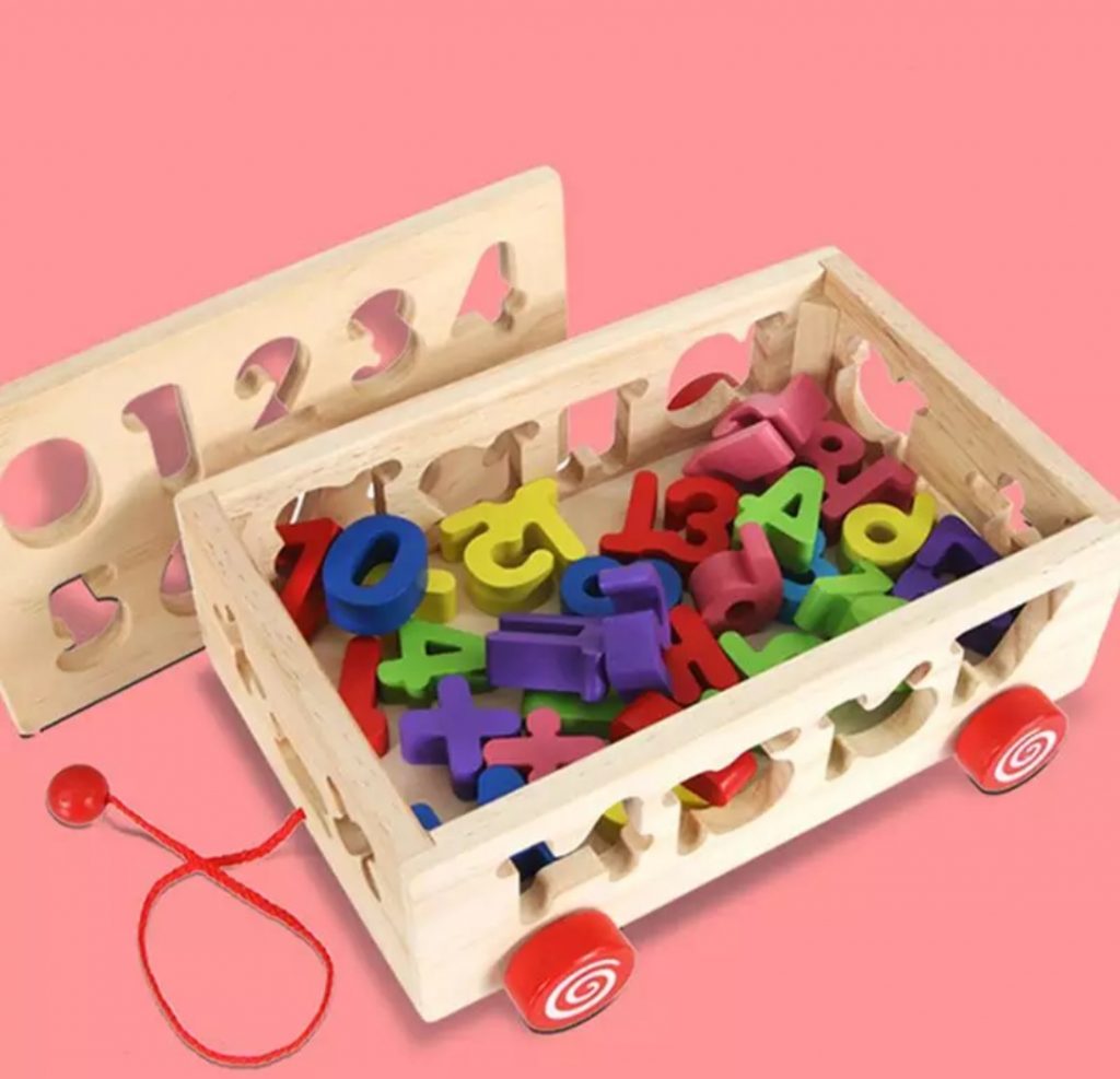 Wooden Number sorter pulling car Learning Toys Pakistan
