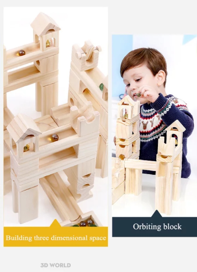 Onshine Wooden Marble Run Building Blocks. Learning Toys Pakistan