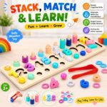 stack,math and learn wooden board