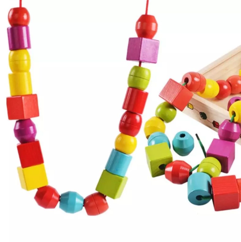 Wooden Lacing Beads For Fine Motor Skills - Learning Toys Pakistan