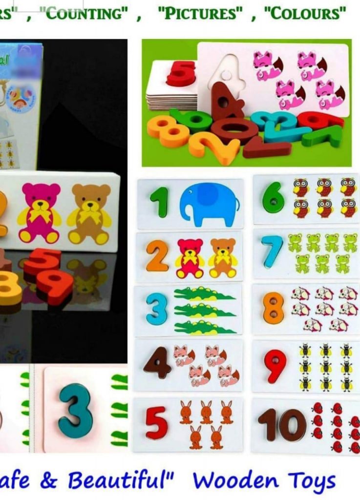 Wooden Numbers Identification cards - Learning Toys Pakistan