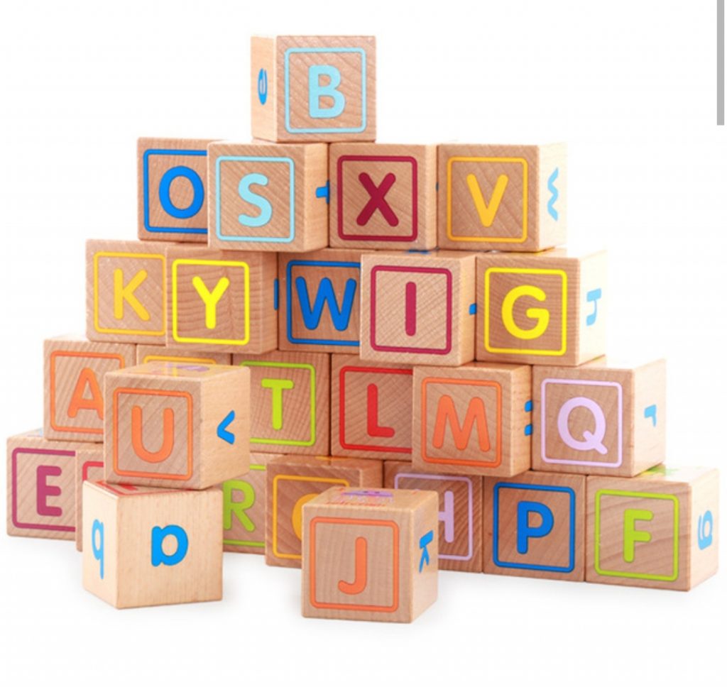 26 Pcs Solid Wooden Cube Letter Alphabet Blocks - Learning Toys Pakistan