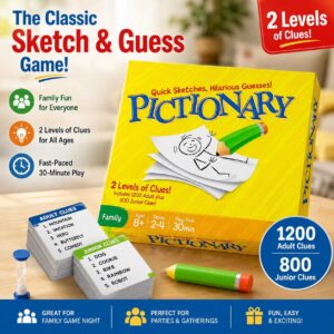 pictionary sketch and guess family board game