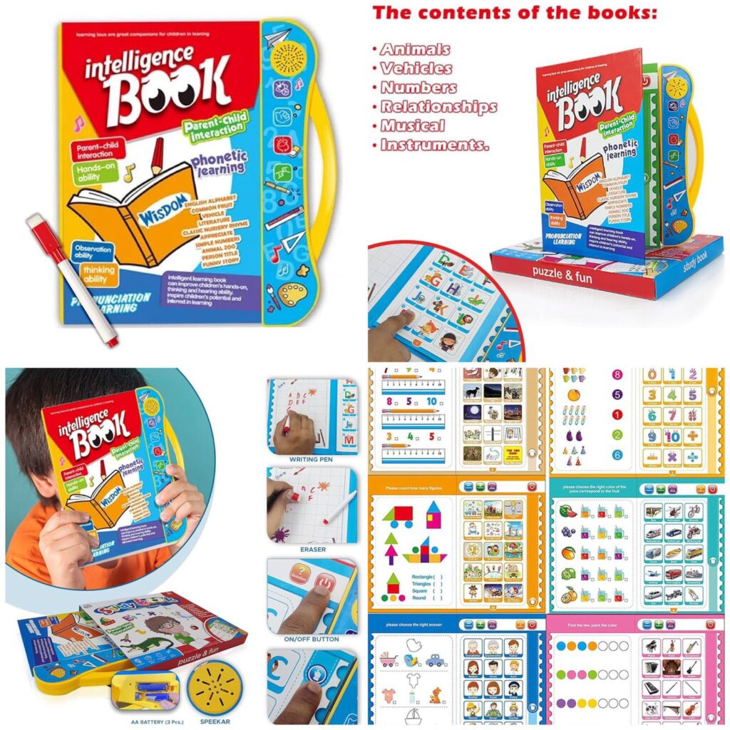 educational study book to learn letters,numbers,words,spellings for kids