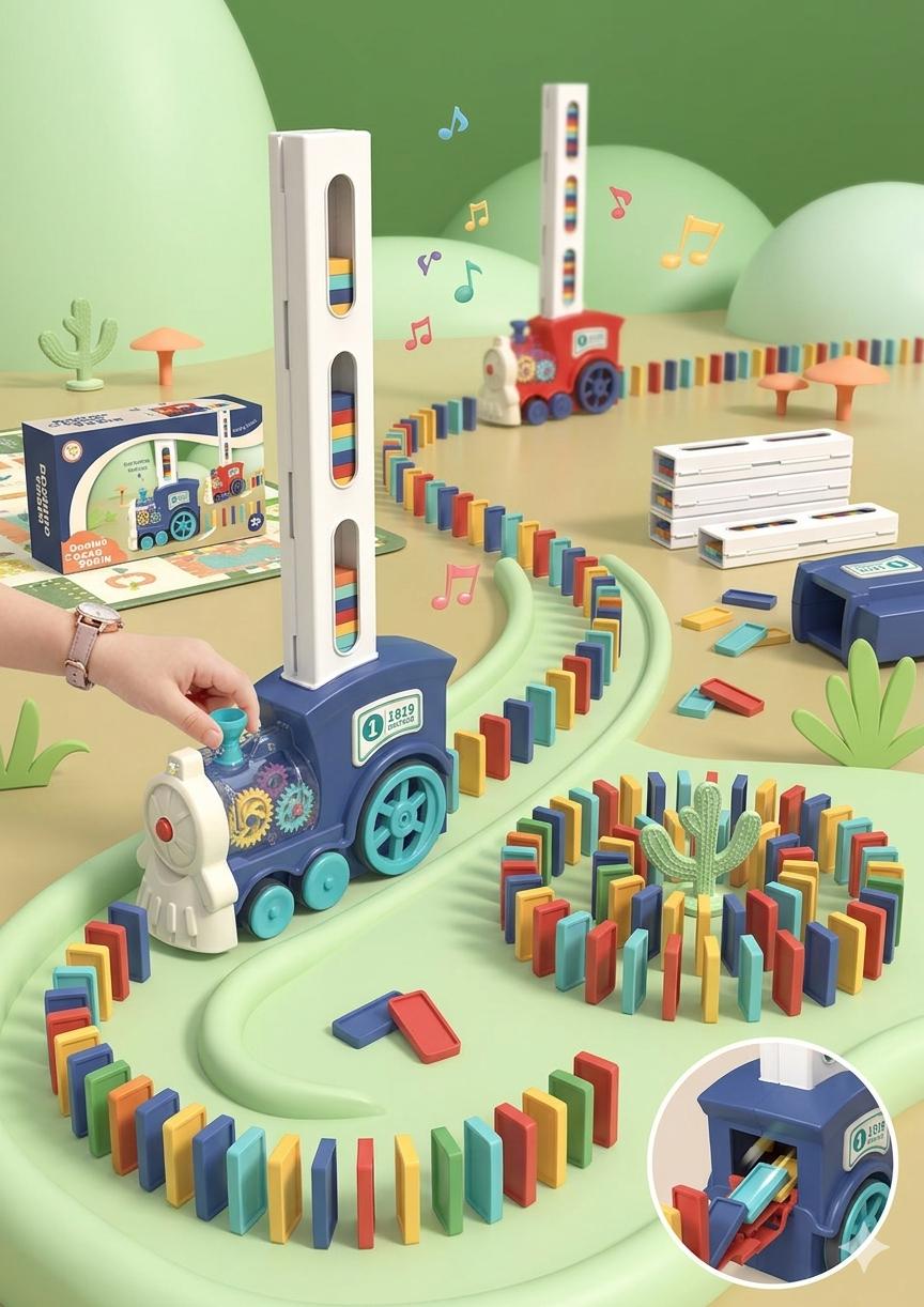 domino gear train toy car with light and sound domino train toy car with colorful dominos