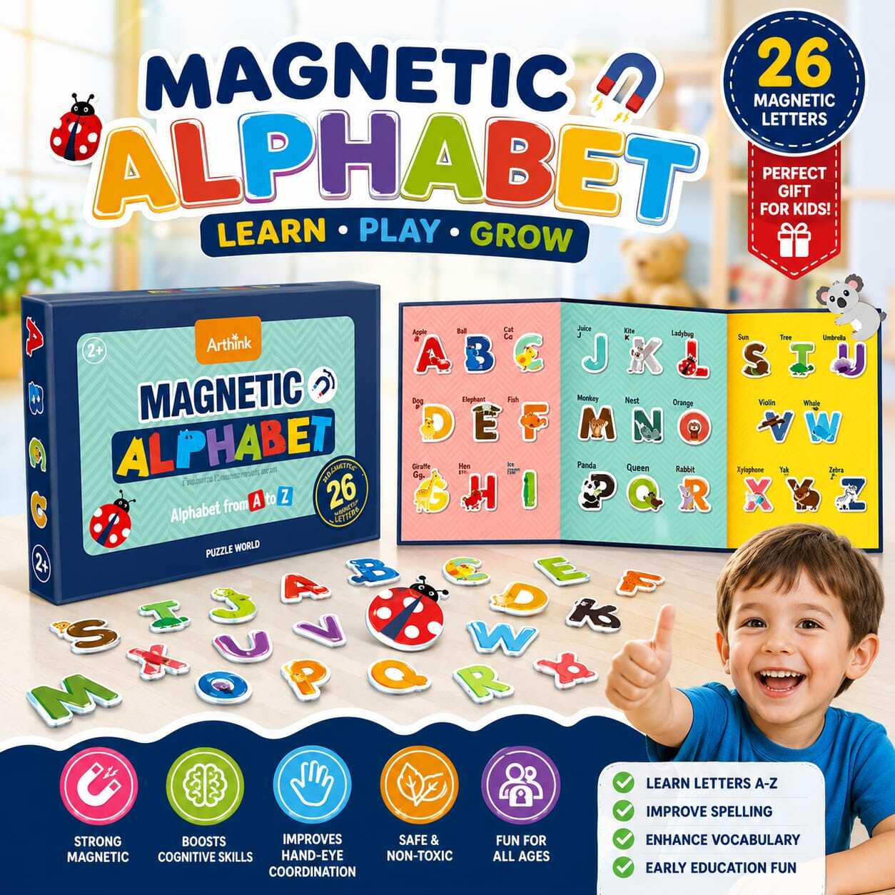 magnetic alphabet letter puzzle educational toy for kids Magnetic Alphabet Letter Puzzle Educational Toy For Kids