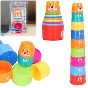 stacking cups with letters and numbers