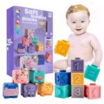12 Pcs Soft Building Blocks for Baby – Animals & Shapes