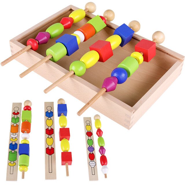 Wooden Sequence Beads Game Box