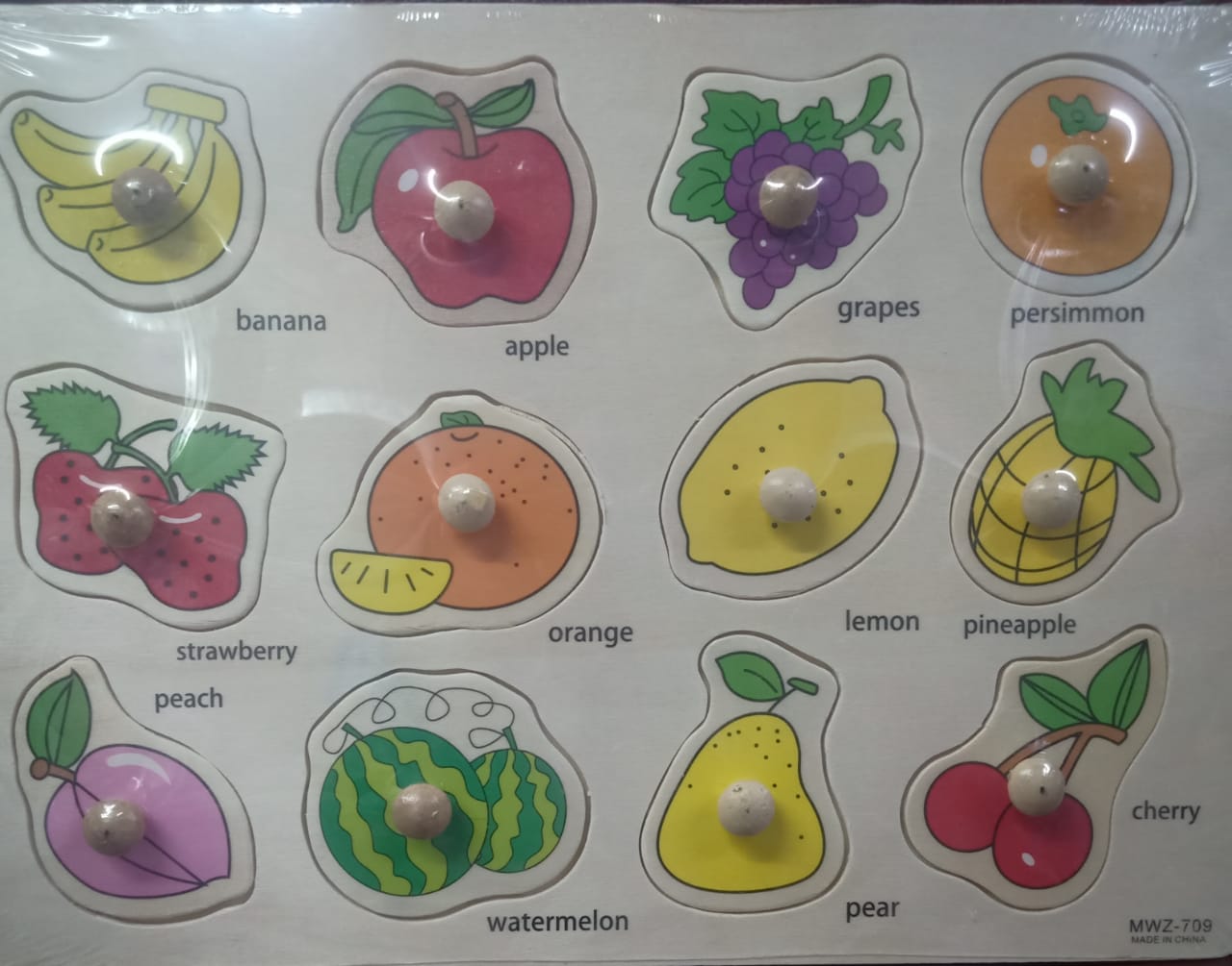 Knob Wooden Fruits Hand Grasp Board