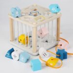 2 in 1 Wooden Montessori Shape Sorting & Lacing Activity