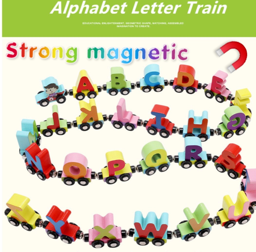 Alphabets Wooden Strong Strength Magnetic Train 27 Pieces