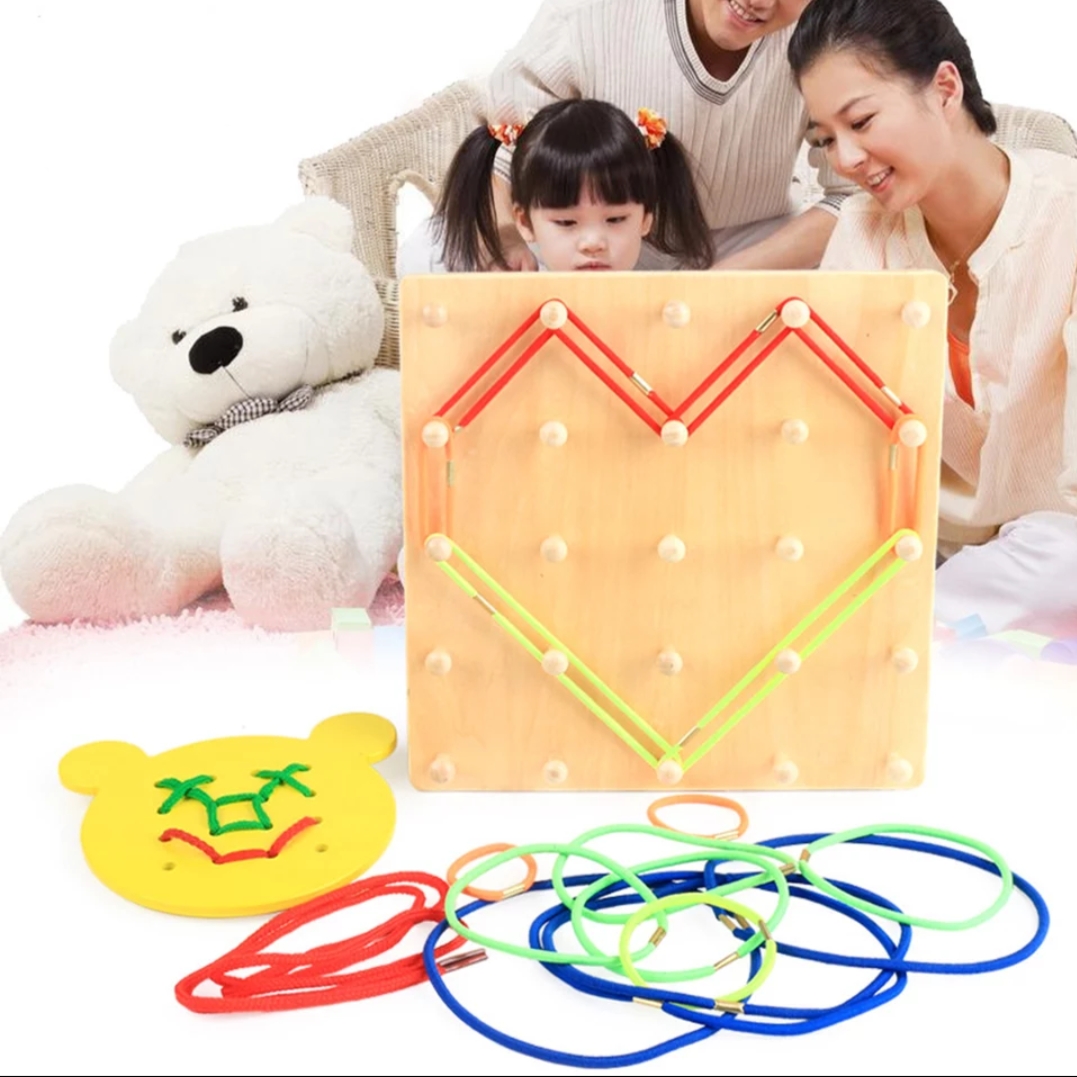 Kids Wooden Geo Board And Lacing Board China ( art craft lacing )