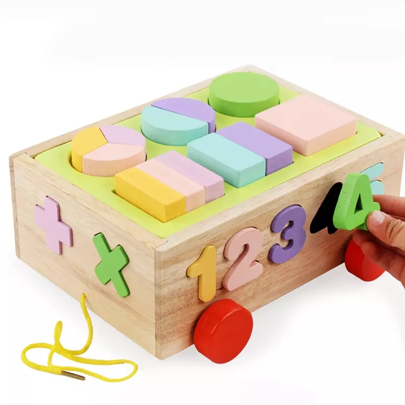 Wooden Sorting Car With Numbers And Geometric Shapes