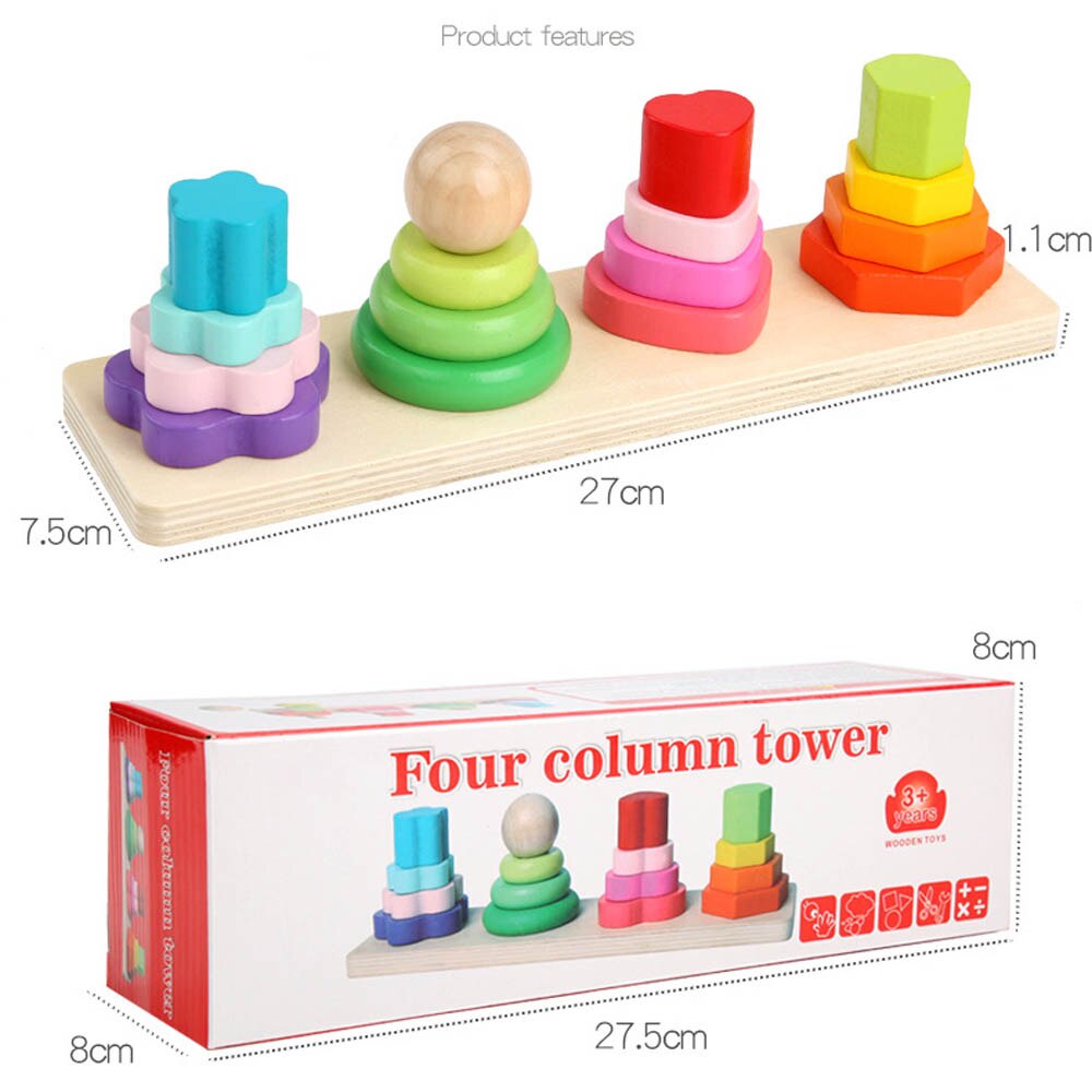 2 Wooden Four Column Tower - Image 1