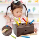 WOODEN MAGNETIC CATCH WORM GAME