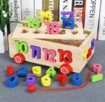 Wooden Number sorter pulling car