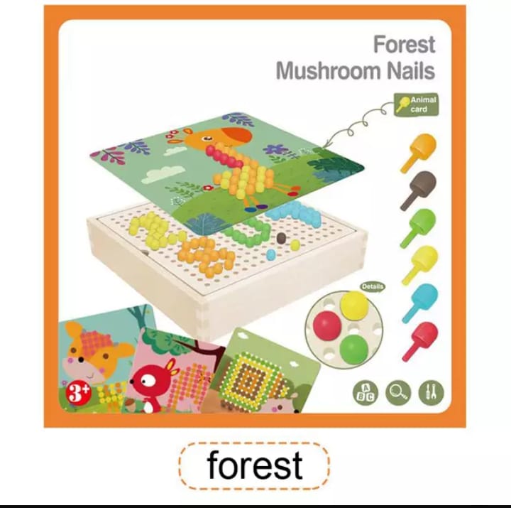 Wooden Pegboard With Mushroom Nails