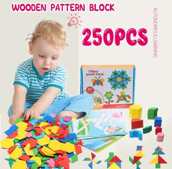 Wooden Pattern IQ Blocks (250 PCS) – Learning Toys