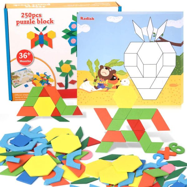 Wooden Pattern IQ Blocks (250 PCS) – Learning Toys