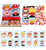 Wooden Magnetic Puzzle Face Changing Art Craft Game - Image 3