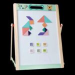 Multipurpose Double Sided Magnetic Drawing Easel with Tan gram puzzles - Image 4