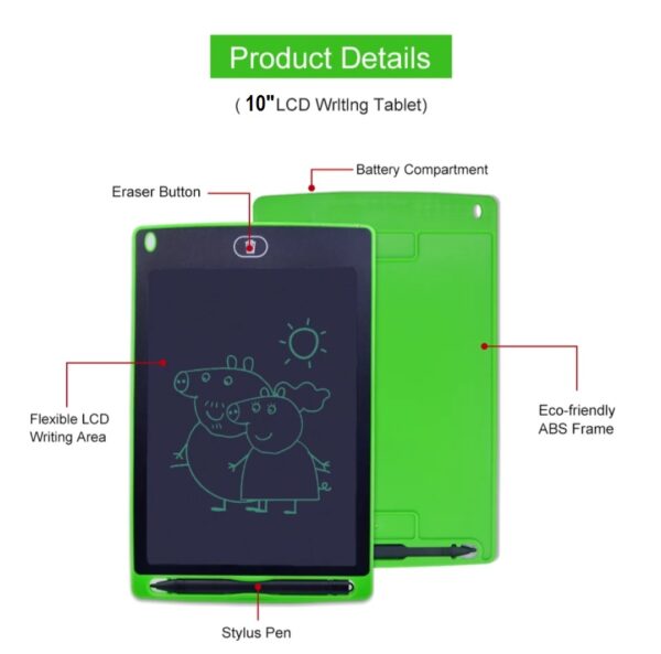 LCD 10 Inch Writing Tablet Erasable With Stand & 2 Pens (Red ...