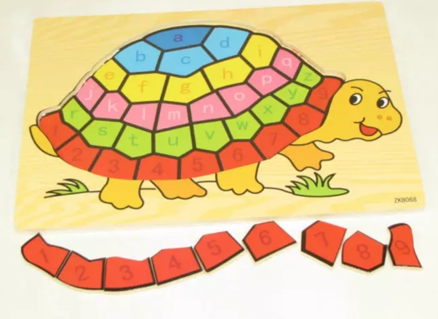 Turtle Wooden Board Letters And Numbers
