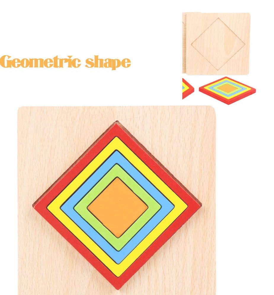 Geometric Square 3 D Wood Puzzle
