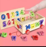 Wooden Number sorter pulling car - Image 4