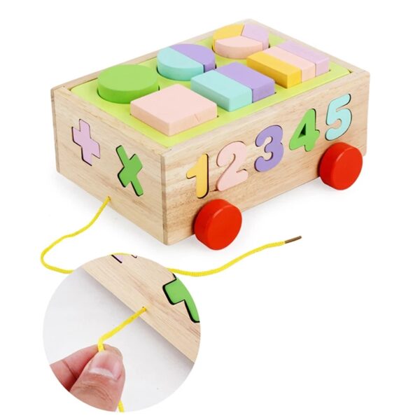 Number Sorting Car Wooden Sorting Car With Numbers And Geometric Shapes - Learning Toys