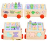 Wooden Sorting Car With Numbers,Shapes And Rings - Image 2