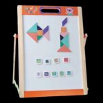 Multipurpose Double Sided Magnetic Drawing Easel with Tan gram puzzles - Image 5
