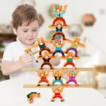 Wooden Stacking And Balancing With Magnetic Bear Changing Clothes