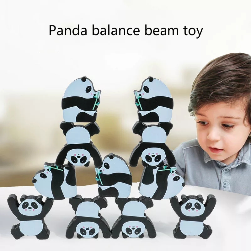 Wooden Panda Stacking And Balancing Game
