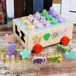 Wooden Sorting Car With Numbers,Shapes And Rings