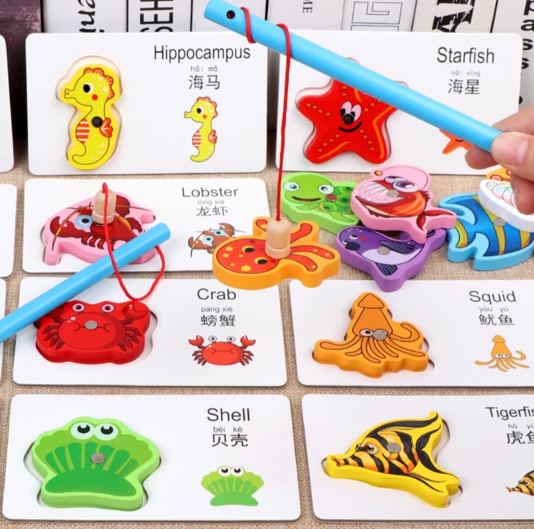 Wooden Magnetic Fishing And Matching Game