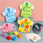 Wooden Clothes Buttons Threading kit With 30 Patterns Art Craft Lacing - Image 8