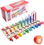 Abacus Calculation Frame Numbers With Hand symbols On Geometric Shapes. - Image 5