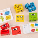Learning Concept By Wooden Face Changing Cubes