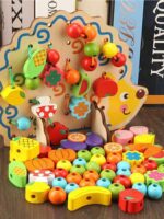 Wooden Fruits And Vegetables For Lacing And Threading