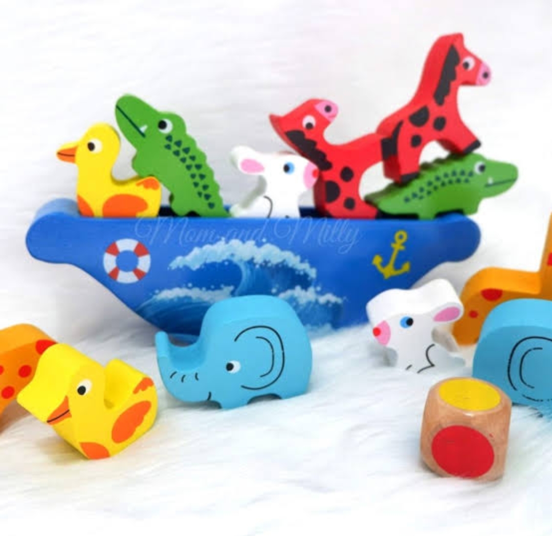 Wooden Balancing Animal Pirate Ship