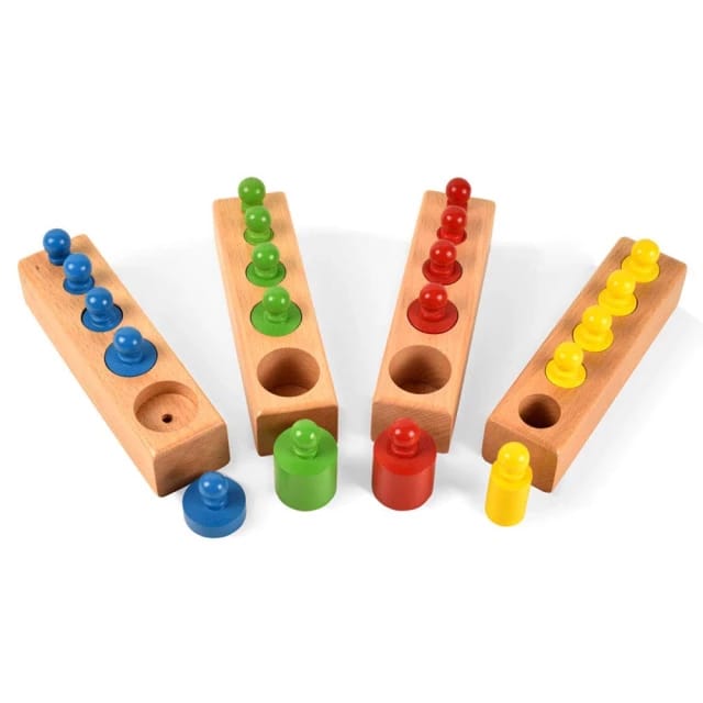 Set of 4 Wooden Montessori Cylinder Blocks