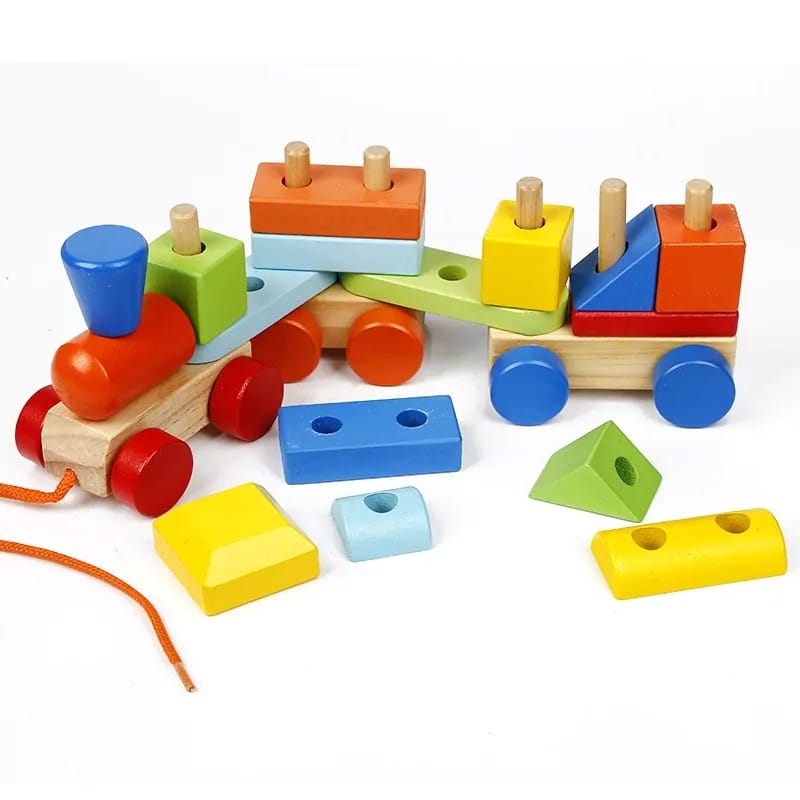 Wooden Shape Block Train