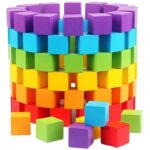 Colorful Wooden Building Blocks Cube 100 pieces