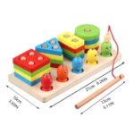 Four Column Geometric Colorful Shape Sorter with Magnetic Fishing Game - Image 3
