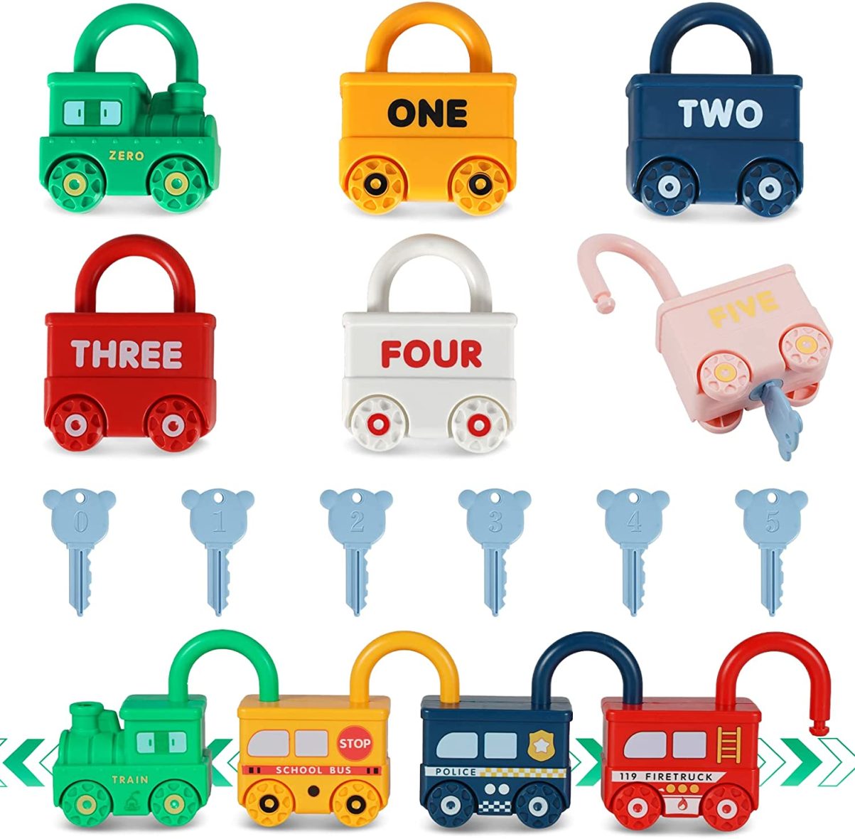 Number Matching 1 to 6 Lock & Key Set