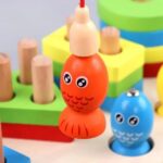 Four Column Geometric Colorful Shape Sorter with Magnetic Fishing Game - Image 2