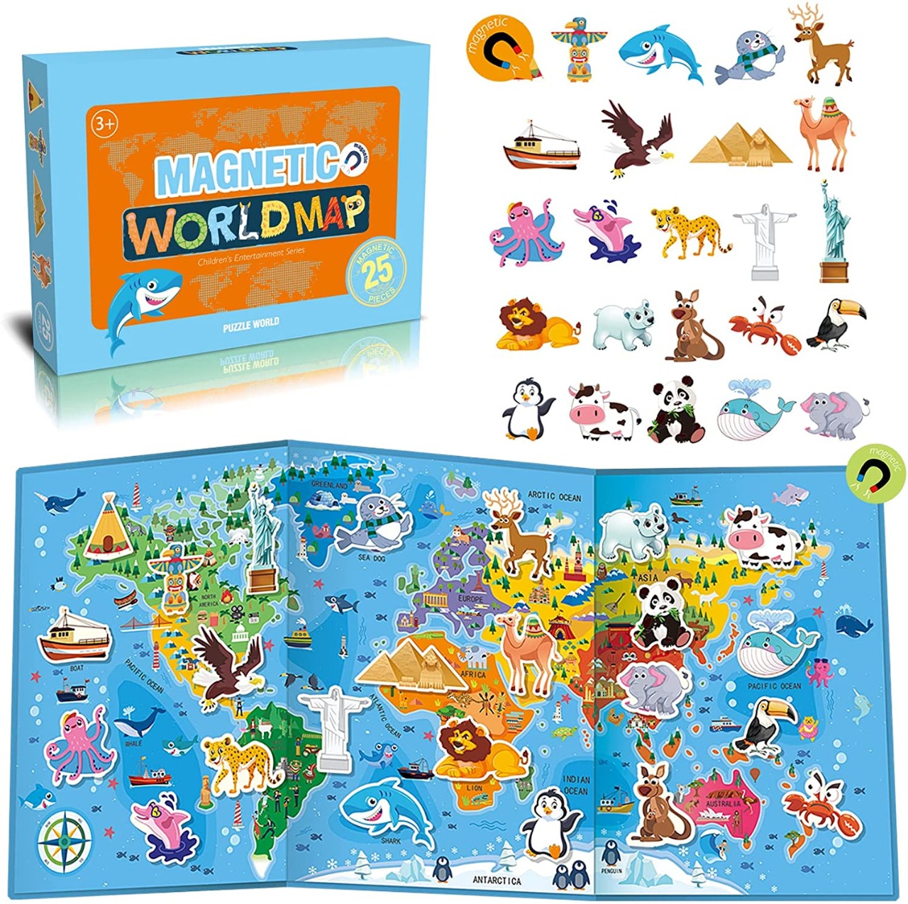 Magnetic Paradise World Map Jigsaw Puzzle for Kids – 25pieces